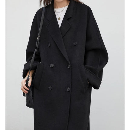 CHIC VEN Women Long Double-sided Woolen Coats Retro Loose Female Overcoat Double Breasted Ladies Windbreak Autumn Winter 2026