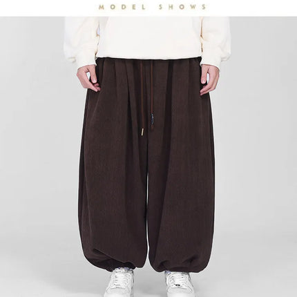 Comodi pantaloni da jogging da uomo 2026 nuovi pantaloni da lanterna di moda oversize in tinta unita da uomo pantaloni casual con coulisse Hip Hop Harajuku