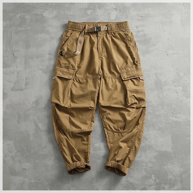 Men's corset casual pants loose 3D vertical cut retro military style outdoor scratch resistant multi-pocket cargo pants