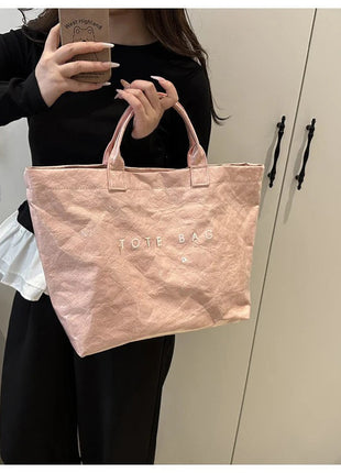 Tote Bag, Retro Letter, Casual Versatile Handbag, Minimalist Transparent, Simple, Commuter, Large-capacity Bag for Women PlatiNum