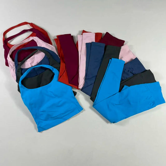 Women Yoga Gym Set 2 Piece  Strappy Yoga Bra Top Workout Scrunch Shorts Sports Suit Fitness Clothes Yoga short Seamless Yoga Set