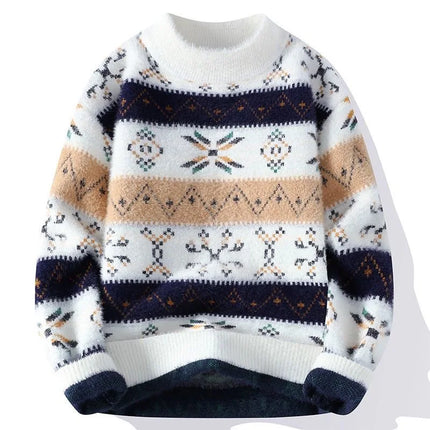 High Quality Sweater New Fashion Trend Printed Thickened Warm Knitted Sweater Autumn/winter Men's Casual Loose Sports top