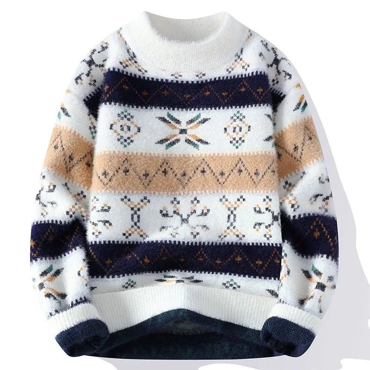 High Quality Sweater New Fashion Trend Printed Thickened Warm Knitted Sweater Autumn/winter Men's Casual Loose Sports top