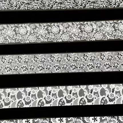 10 Rolls 2.5*50cm Black White Lace Flower Transfer Foil Adhesive Nail Full Wraps DIY Manicure Decoration Professional Nail Art Styling Tool