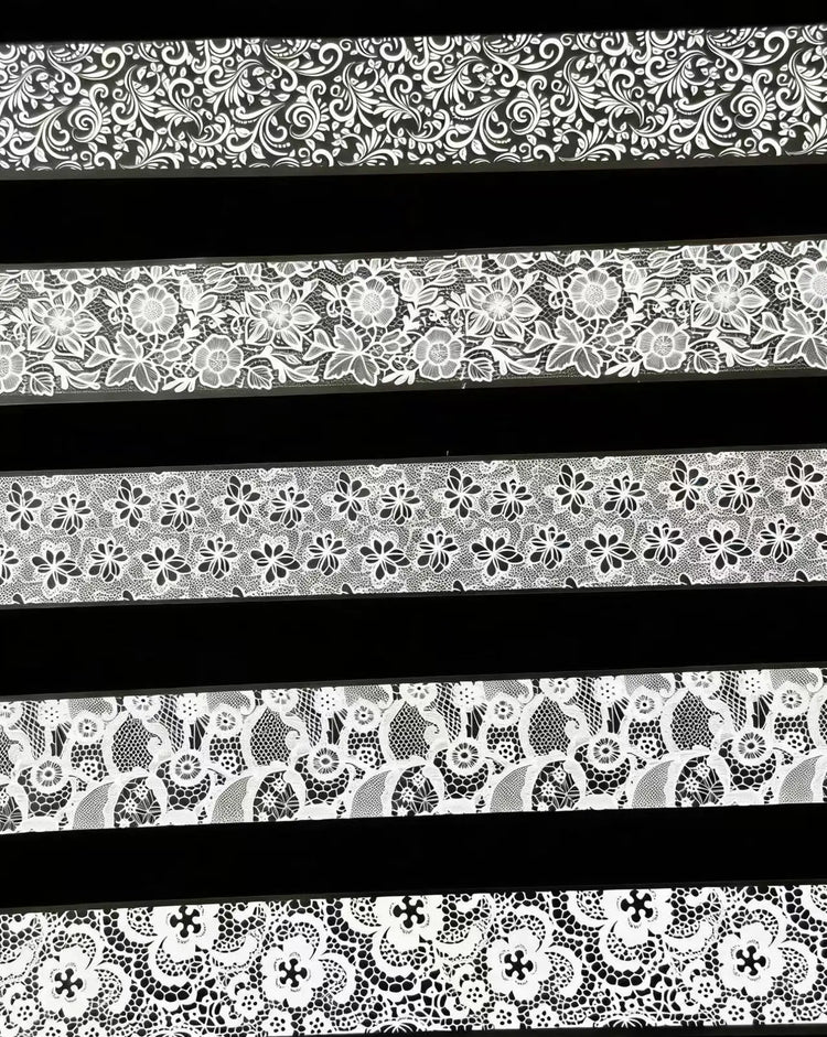 10 Rolls 2.5*50cm Black White Lace Flower Transfer Foil Adhesive Nail Full Wraps DIY Manicure Decoration Professional Nail Art Styling Tool