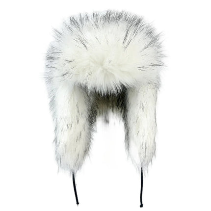 Y2K Fluffy Popular Russian Female Round Earflap Cap Faux Fur Winter Warm Hat For Women Faux Fox Raccoon Fur Beanies Bomber Gorra
