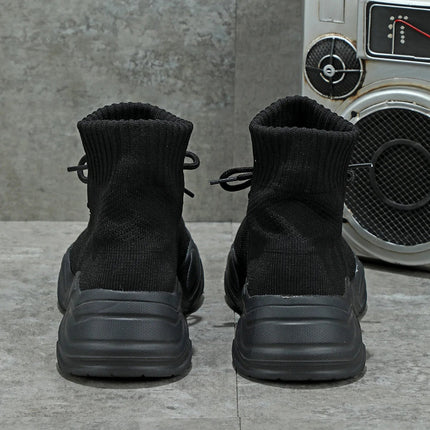 Women Casual Mesh Shoes Fashion Knitted Socks Shoes Chunky Shoes Slip-on Casual Sneakers Men Light Breathable Walking Footwear PlatiNum