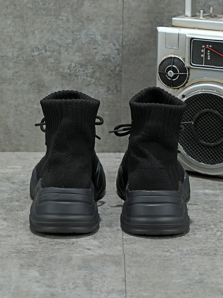 Women Casual Mesh Shoes Fashion Knitted Socks Shoes Chunky Shoes Slip-on Casual Sneakers Men Light Breathable Walking Footwear PlatiNum