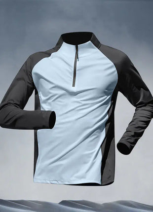 Quick Dry Male Clothes Tracksuit T-shirt Sets Spring Autumn Men Half Zipper Long Sleeve Breathable Sports Training Pants Suit PlatiNum