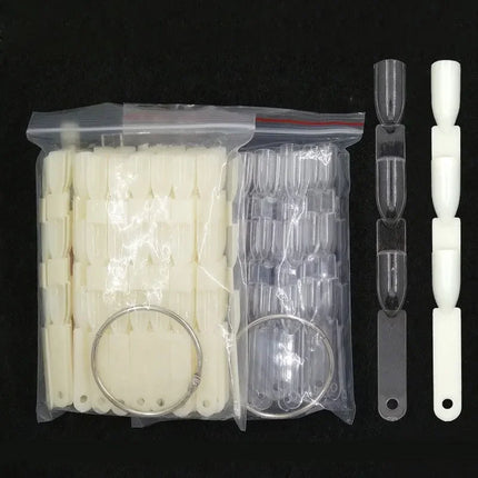 50pcs Set 150 Tips 3 Knots Fan Nail Art Display Swatch Chart UV Gel Polish Practice Color Card Palette Tool 2027