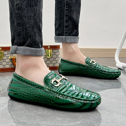 Scarpe Casual da uomo in pelle verniciata di alta qualità scarpe da guida di marca mocassini con motivo a coccodrillo maschile per scarpe basse mocassino da uomo