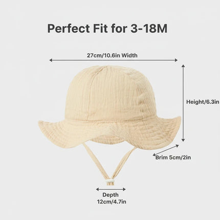 3-18 mesi Cappello da pescatore per bambini Cappello da pescatore per bambini da esterno per protezione solare Ragazzi Ragazze Cappello Panama in cotone Cappello da pescatore per bambini da spiaggia unisex