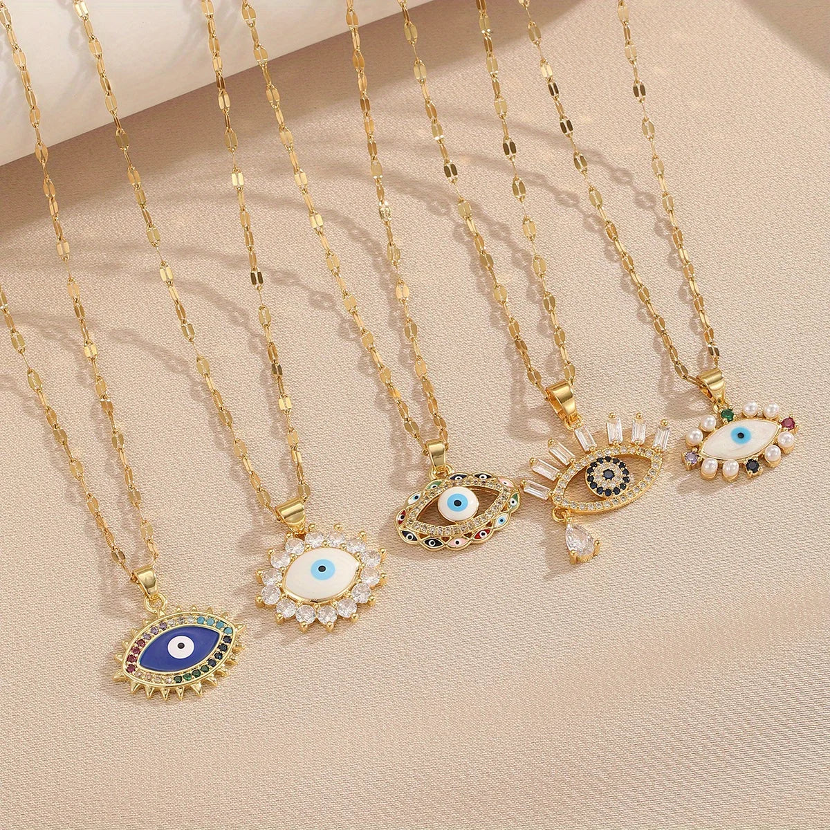 1 pezzo di collana cava con occhio del diavolo con zirconi colorati micro-intarsiati, gioielli eleganti e semplici, regalo per gli amici