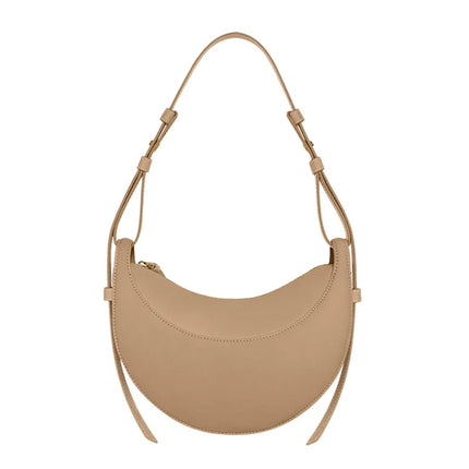 Borsa a tracolla a mezzaluna in pelle liscia, con tracolla regolabile, borsa a tracolla minimalista per l'uso quotidiano