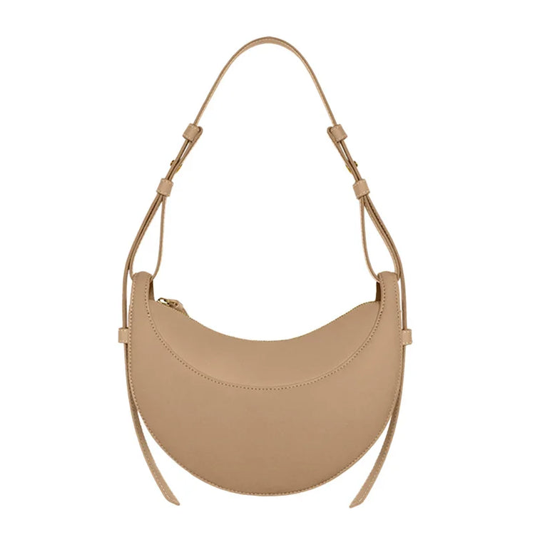 Borsa a tracolla a mezzaluna in pelle liscia, con tracolla regolabile, borsa a tracolla minimalista per l'uso quotidiano