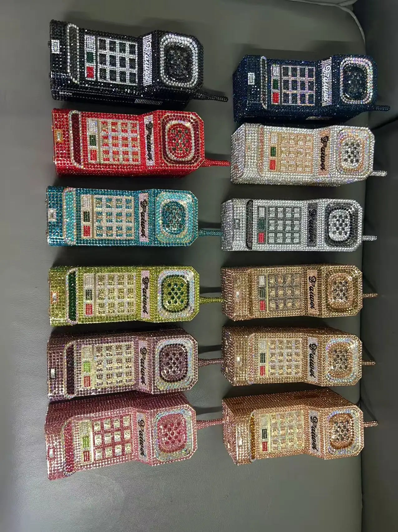 XIYUAN 2025 Cristalli a forma di cellulare Borse da sera Donna Splendidi strass bling Pochette Borse di classe Borsa per festa di nozze