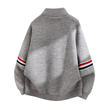 High End Men's Knitted Cardigan Autumn Winter Round Neck Zipper Casual Luxury Brand Classic Trendy Striped Korean Simple Sweater