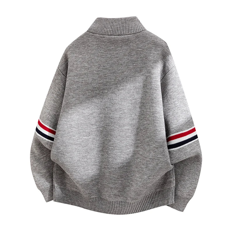 High End Men's Knitted Cardigan Autumn Winter Round Neck Zipper Casual Luxury Brand Classic Trendy Striped Korean Simple Sweater