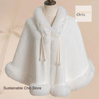 Korean style thick cloak shawl with cheongsam women's autumn and winter fur collar plus velvet to keep warm Chinese cardigan.