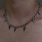Stainless Steel Punk Aesthetic Stud Necklace Men Choker Cool Hip Hop Women Rivet Pendant Necklace Gothic Jewelry Gifts PlatiNum