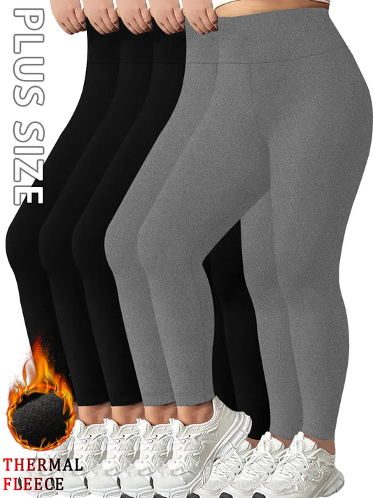 5 Pack Plus Size Super Soft Leggings for Women, High Waisted Tummy Control No See Through Workout Yoga Running Pants Leggings