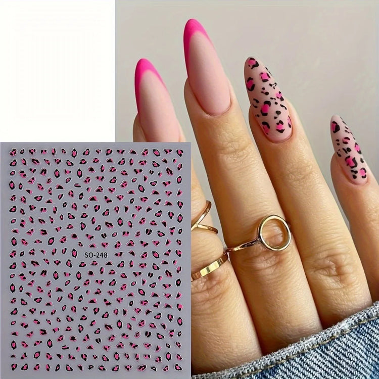 3Pcs Leopard Print Nail Stickers Easy DIY Manicure Decals Party Wedding Nail Art Decorations