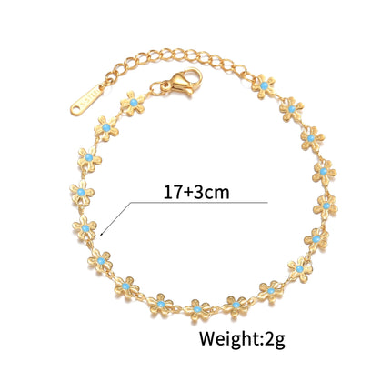 Sifisrri Set di gioielli con bracciale a catena con fiore blu olio vintage per donna, ragazza, regalo di San Valentino alla moda in acciaio inossidabile platinumshop