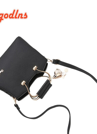 Yogodlns Luxury Pendant Handbag For Women PU Leather Tassel Shuolder Bag Designer Handle Bag Brand Shopping Mommy Shoudler Bag PlatiNum