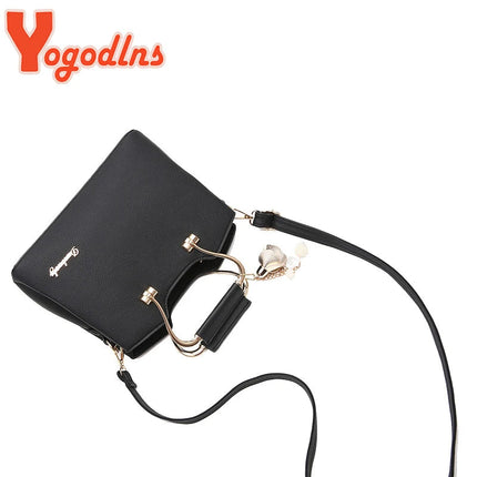 Yogodlns Luxury Pendant Handbag For Women PU Leather Tassel Shuolder Bag Designer Handle Bag Brand Shopping Mommy Shoudler Bag PlatiNum