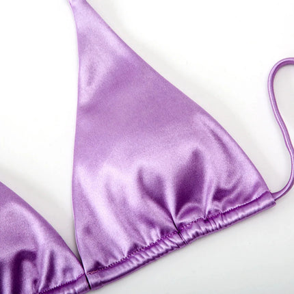 Sexy 13 colori Halter Satin Bikini brasiliano Donna Costumi da bagno Costume da bagno femminile Bikini a due pezzi Bagnante Costume da bagno Swim V4966 platinumshop