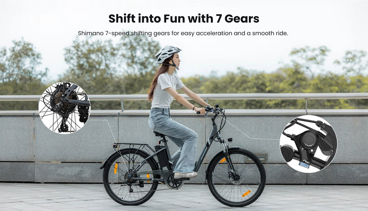 Bicicletta Elettrica Urbana Foride B1, Motore 250W, Coppia 45Nm, Batteria 36V 15.6Ah, Autonomia 90km, 5 Livelli di Assistenza, Modalità Camminata 6km/h
