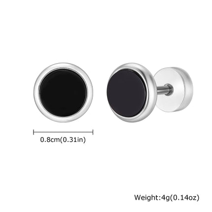Piccoli orecchini rotondi in pietra naturale per uomo, orecchini a bottone in acciaio inossidabile ipoallergenici, regalo di gioielli di moda hip hop platinumshop