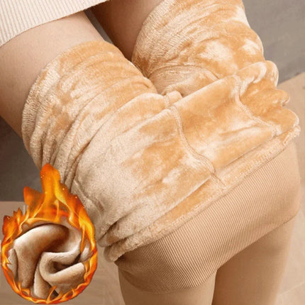 Women Winter Thicken Leggings Warm High Waist Solid Color Velvet for Female Thickened Velvet Pantyhose Stretchy Black Tights PlatiNum