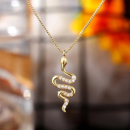 CAOSHI Collana serpentina alla moda Gioielli femminili color oro CZ con diamanti lucidi Accessori alla moda indossabili quotidianamente per feste