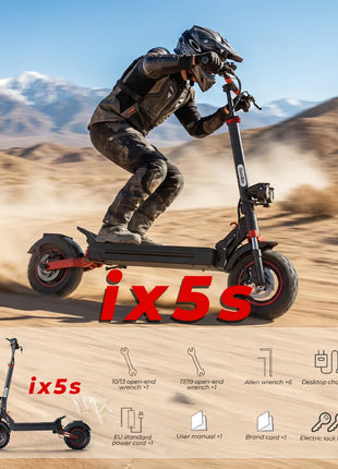 iScooter iX5s Monopattino elettrico 15 Ah 1000W con potenti pneumatici, autonomia di 65 km, velocità massima di 45 km/h