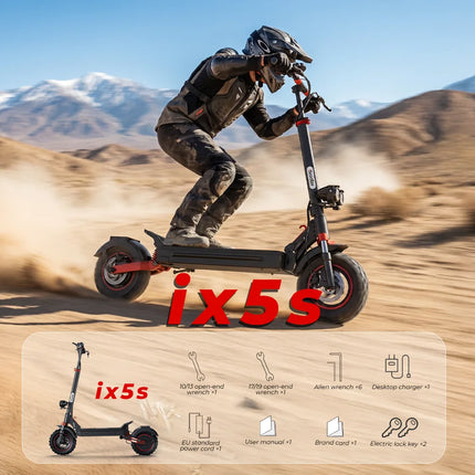 iScooter iX5s Monopattino elettrico 15 Ah 1000W con potenti pneumatici, autonomia di 65 km, velocità massima di 45 km/h