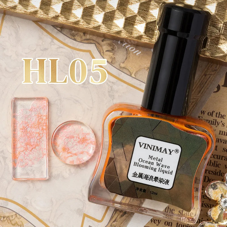Ocean Wave Marble Nail Art Liquid, Bubble Smoke Effect Blending Gel Polish, Watercolor Ink Gradient Amber Jelly for DIY Manicure