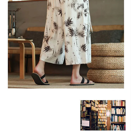 2024 pantaloni Casual da uomo con motivo a foglia di bambù in stile cinese tendenza moda pantaloni a gamba larga High Street pantaloni larghi oversize Hombre