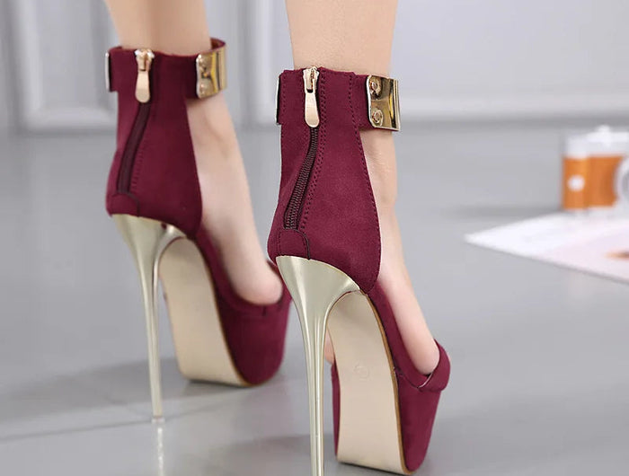 2026 Fashion Designer Metal Ankle Strap Women 16CM Heels Platform Sandals Shoes Female High Heels Sexy Party Dance Ladies Shoes PlatiNum