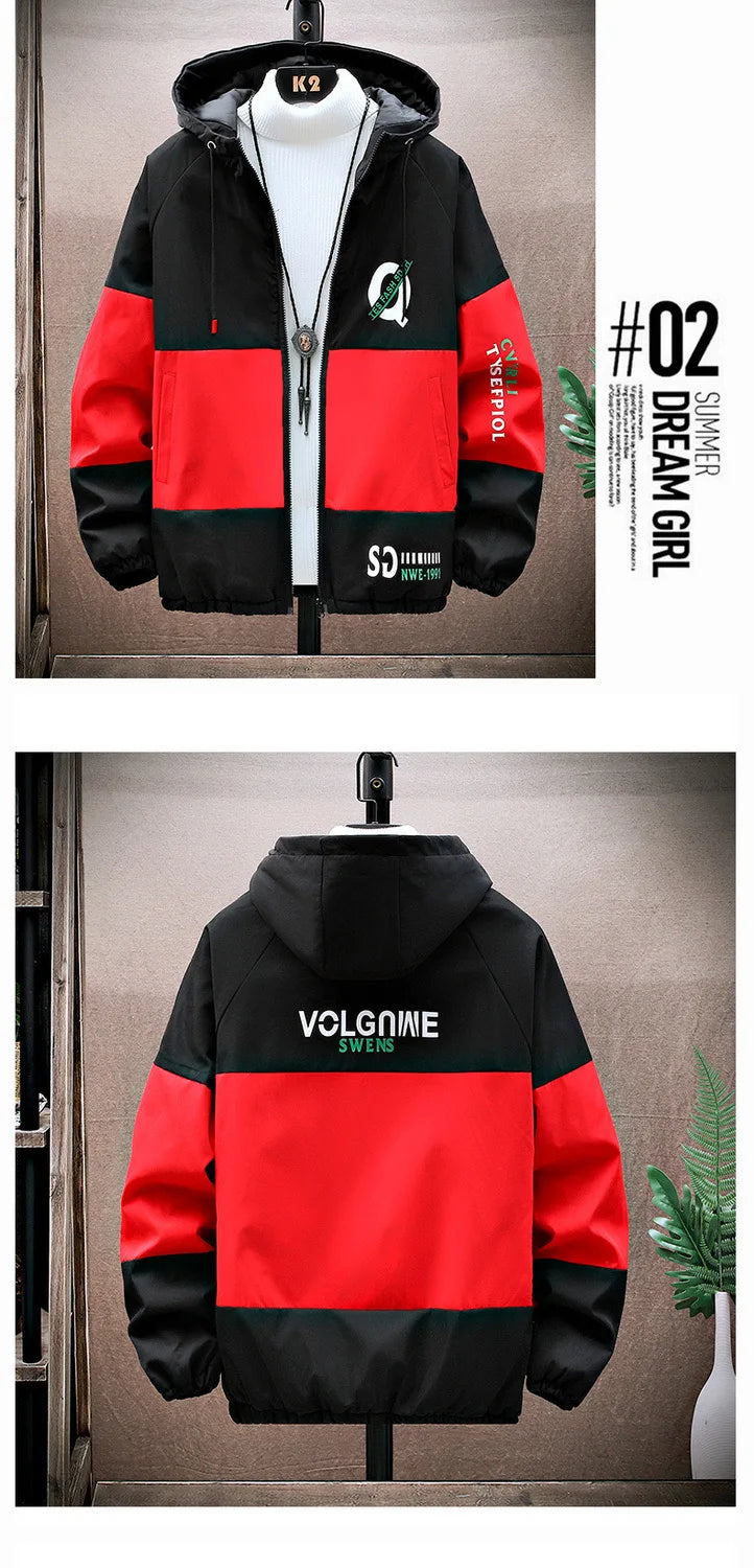2023 Spring and Autumn New Fashion Hooded Tooling Jacket Men's Casual Loose Comfortable Waterproof High-Quality Large Size Coat