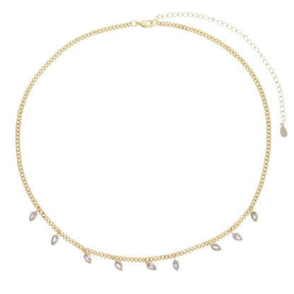 5A Goccia Cubic Zirconia CZ Collana a spina di pesce per le donne Catena color oro Girocollo Gioielli di moda con maglie a catena a serpente geometrico