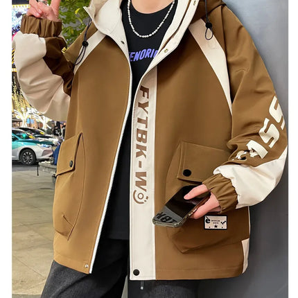 Fashion 2026 Spring Autumn Men's Casual Hooded Jackets Youth High Quality Streetwear Loose Coat Outdoor Windbreaker Top Clothing