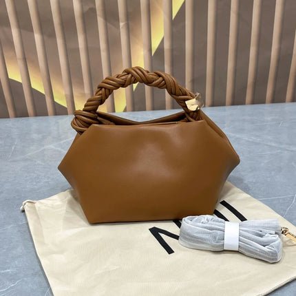 Borsa a tracolla/da spalla da donna in morbida pelle di alta qualità, con manico in corda intrecciata, elegante e casual per l'uso quotidiano.