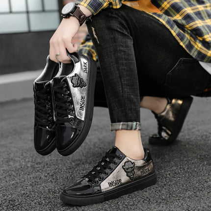 Men Casual Shoes Patent Leather Flats Skate Men Cool Driving Shoes Male Walking Shoes Sneakers Dress Trend the Latest Leisure