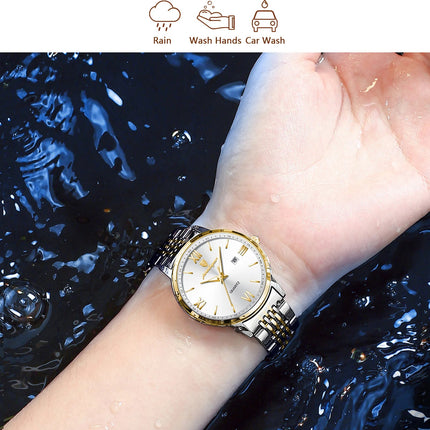 POEDAGAR Orologio da Donna Raffinato Impermeabile Luminoso con Data, Orologio da Polso Femminile di Alta Qualità in Acciaio Inossidabile, Elegante Orologio al Quarzo per Donne platinumshop