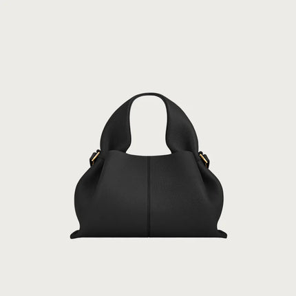 Mini borsa a mano in pelle martellata, manico con fibbia e chiusura metallica, tracolla rimovibile per uso quotidiano