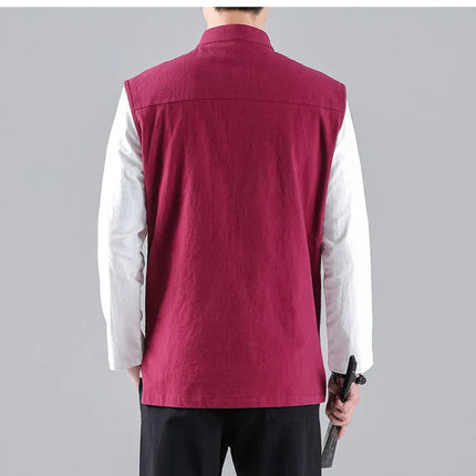 Canotte da uomo senza maniche in cotone stile cinese, gilet casual vintage, gilet estivi traspiranti, magliette larghe da uomo, abito Tang