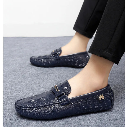 Scarpe Slip-On da Uomo in Pelle di Coccodrillo di Lusso, Scarpe Casual Primaverili ed Estive per la Guida, Stile Coppia, Taglio Basso, Suola in Gomma Traspirante