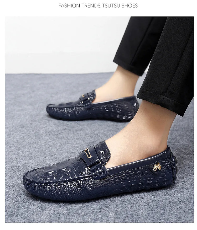Scarpe Slip-On da Uomo in Pelle di Coccodrillo di Lusso, Scarpe Casual Primaverili ed Estive per la Guida, Stile Coppia, Taglio Basso, Suola in Gomma Traspirante