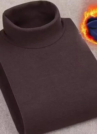 Double-Sided Fleece Long Sleeve T-Shirt Men's Autumn Winter Half High Collar Base Layer Heavyweight Warm Top Base Layer Shirt PlatiNum
